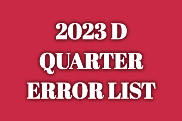 2023 D Quarter Error list